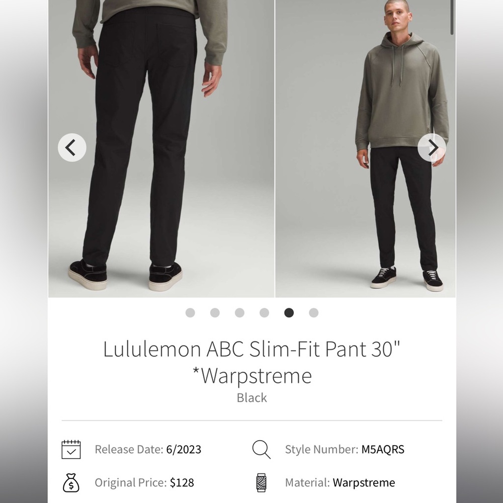 Lululemon ABC Slim Fit Pant 30” inseam Black